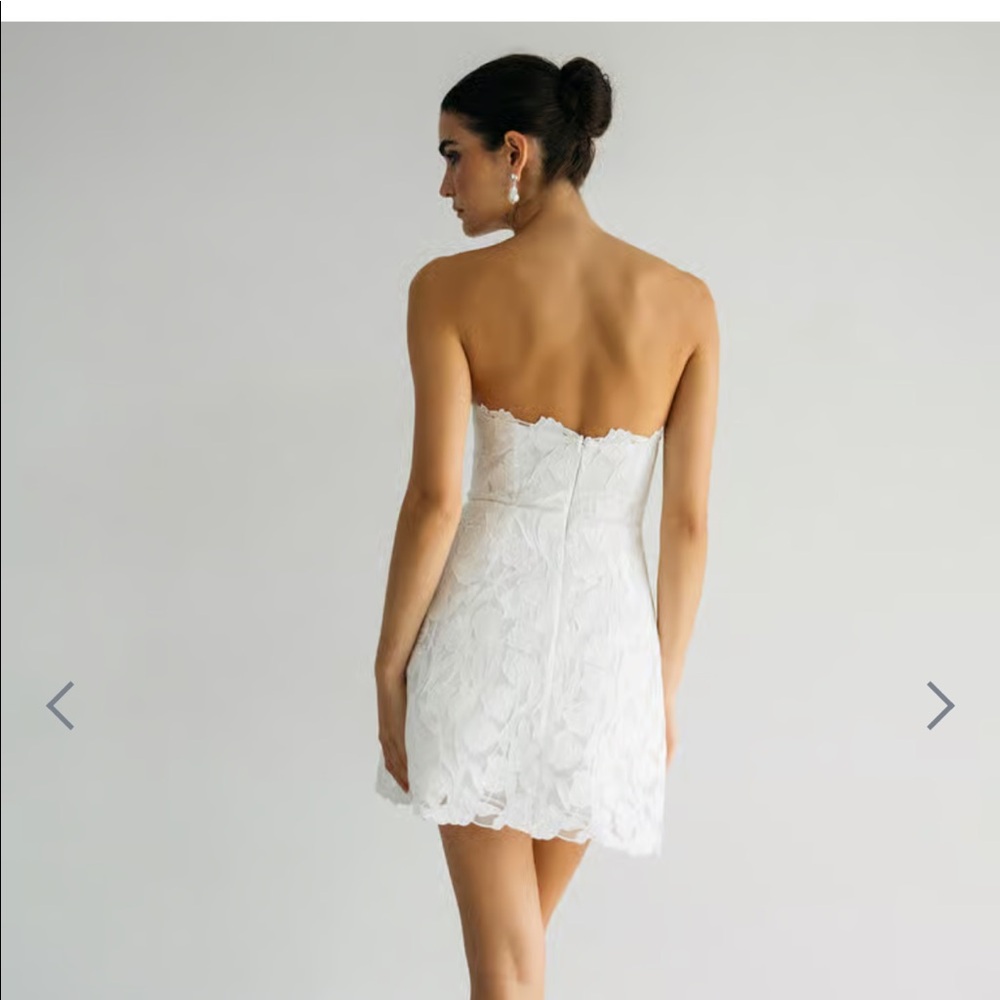 Jenny Yoo Strapless White Lace Mini Dress - Picture 4 of 9